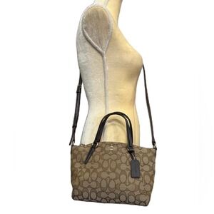 Like new Coach Kelsey Signature Brown Jacquard Leather Crossbody Satchel Bag